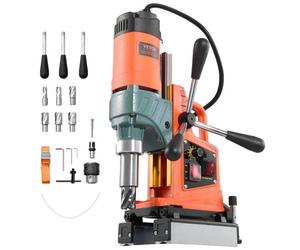 VEVOR Taladro Magnético de 1400 W, Diámetro de Perforación de 50 mm, Dirección Reversible, Velocidad de 0 a 850 RPM, Taladro Magnético con 6 Brocas para Bricolaje Industrial y Doméstico, Naranja