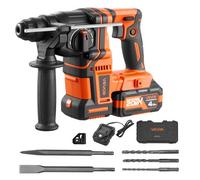 VEVOR Taladro Percutor SDS-Plus 2,8 J 340 W 20 V Inalámbrico, Martillo Perforador con Batería, Cargador, Estuche de Transporte, Velocidad sin Carga de 0-1050 RPM, para Hormigón y Mampostería