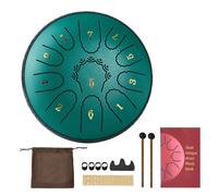 VEVOR Tambor de Lengüeta de Acero 165 mm 11 Notas, Tambor de Mano D Mayor con 2 Mazos y Bolsa de Transporte, Instrumento de Percusión, para Yoga, Meditación, Educación Musical de Principiantes, Verde
