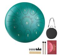 VEVOR Tambor de Lengüeta de Acero 254 mm 11 Notas, Tambor de Mano C Mayor con 2 Mazos y Bolsa de Transporte, Instrumento de Percusión, para Yoga, Meditación, Educación Musical de Principiantes, Verde