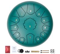 VEVOR Tambor de Lengüeta de Acero 305 mm 13 Notas Tambor de Mano C Mayor Tambor con 2 Mazos y Bolsa de Transporte Instrumento de Percusión de Tambor de Mano para Educación Musical y Yoga, Verde