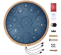 VEVOR Tambor de Lengüeta de Acero 356 mm 15 Notas Tambor de Mano C Mayor Tambor con 2 Mazos y Bolsa de Transporte Instrumento de Percusión de Tambor de Mano para Educación Musical y Yoga, Azul