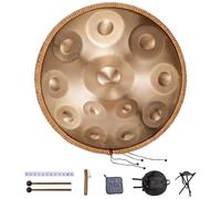 VEVOR Tambor de Lengüeta de Acero Notas Tambor de Mano Mayor Tambor con Mazos y Bolsa de Transporte Instrumento de Percusión para Educación Musical y Yoga, Ideal para Adultos (bronce, 550 mm 12 Notas)