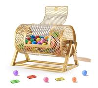 VEVOR Tambor de Rifa 295 x 167 mm, Tómbola de Lotería, 2500 Boletos o 100 Bolas, Caja Giratoria de Sorteo, Estructura Triangular, Asa y Base Reforzada, para Juego de Bingo Fiesta Eventos, Color Dorado