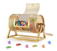 VEVOR Tambor de Rifa 295 x 167 mm, Tómbola de Lotería, 2500 Boletos o 100 Bolas, Caja Giratoria de Sorteo, Estructura Triangular, Asa y Base Reforzada, para Juego de Bingo Fiesta Eventos, Color Dorado