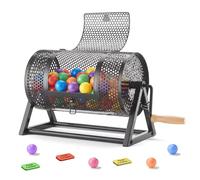 VEVOR Tambor de Rifa 295 x 167 mm, Tómbola de Lotería, 2500 Boletos o 100 Bolas, Rueda Giratoria para Sorteo con Asa y Base Estable, Diseño Sencillo, para Juego de Bingo Fiestas Eventos, Color Negro