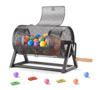 VEVOR Tambor de Rifa 295 x 167 mm, Tómbola de Lotería, 2500 Boletos o 100 Bolas, Rueda Giratoria para Sorteo con Asa y Base Estable, Diseño Sencillo, para Juego de Bingo Fiestas Eventos, Color Negro