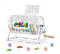 VEVOR Tambor de Rifa 295 x 167 mm, Tómbola de Lotería, Capacidad de 2500 Boletos o 100 Bolas, Canasta Giratoria para Lotería, Estructura Triangular, para Juego de Bingo Fiesta Eventos, Color Blanco
