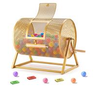 VEVOR Tambor de Rifa, 410 x 302 mm, Tómbola de Lotería, Capacidad de 5000 Boletos o 200 Bolas, Tubo Giratorio de Sorteo con Asa y Base Reforzada, para Fiestas Eventos Juego de Bingo, Color Dorado
