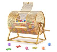 VEVOR Tambor de Rifa, 410 x 302 mm, Tómbola de Lotería, Capacidad de 5000 Boletos o 200 Bolas, Tubo Giratorio de Sorteo con Asa y Base Reforzada, para Fiestas Eventos Juego de Bingo, Color Dorado