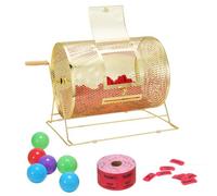 VEVOR Tambor de Tómbola de Lotería Capacidad de 5000 Boletos o 200 Pelotas de Ping-Pong Jaula de Juego de Bingo de Metal Chapado en Latón Mango Giratorio de Madera 409 x 304 mm para Evento de Votación