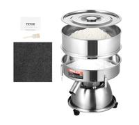 VEVOR Tamiz Vibratorio Eléctrico Automático de Acero Inoxidable con Malla 40+60, 45 W para Encimera, Tamizadora Eléctrica para Harina, Frijol Mungo, Arroz, 350 x 320 x 360 mm, 1150 r/min, Plata