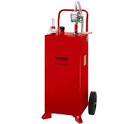 VEVOR Tanque de combustible 30 galones con 2 ruedas bomba de transferencia manual contenedor de combustible diesel de gasolina para automóviles, cortadoras de césped, vehículos, barcos, rojo