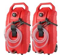 VEVOR Tanque de Combustible Portátil con Ruedas 16 Gal 60L Bidón de Gasolina 2 Piezas con Bomba Manual, Transferencia de Combustible para Gasolina, Diesel, Aceite, Máquina, Cortacésped, Coche, Tractor