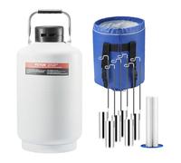 VEVOR Tanque de nitrógeno líquido, contenedor de nitrógeno líquido de aleación de aluminio de 10 L, Dewar de tanque LN2 con 6 botes y bolsa de transporte con correas, tanque criogénico para