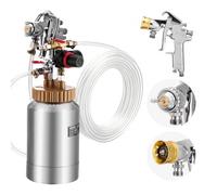 VEVOR Tanque de Presión para Pintura en Aerosol, 2 L, con 2 Pistolas de Pulverización φ1,8 mm + φ3 mm y 2 Mangueras 3 m para Proyectos de Bricolaje y Creación de Arte, 385 x 126 x 126 mm, Plata
