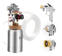 VEVOR Tanque de Presión para Pintura en Aerosol, 2 L, con 2 Pistolas de Pulverización φ1,8 mm + φ3 mm y 2 Mangueras 3 m para Proyectos de Bricolaje y Creación de Arte, 385 x 126 x 126 mm, Plata