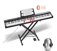 VEVOR Teclado de piano digital de 88 teclas, teclas semipesadas, juego de piano con teclado eléctrico de tamaño completo con soporte ajustable, altavoces incorporados, pedal de sostenido, auriculares,