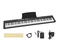 VEVOR Teclado de Piano Eléctrico Portátil de 88 Teclas Semipesadas, Negro | Para Principiantes, 128 Tonos y 128 Ritmos, Sonido Estéreo Nítido, con Pedal, Conector para Auriculares, USB/MIDI y Atril