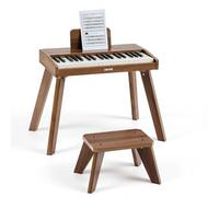 VEVOR Teclado de Piano Infantil 37 Teclas de Madera con Silla, Piano Electrónico para Niños 3-10 Años, Volumen Ajustable, USB-C o Pilas, con Pegatinas de Notas y Hojas de Práctica para Viaje Casa Aula