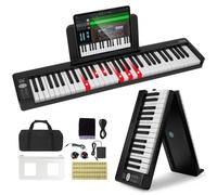 VEVOR Teclado de Piano Plegable Portátil 61 Teclas Bluetooth y MIDI, Negro