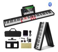 VEVOR Teclado de Piano Plegable Portátil 88 Teclas Bluetooth y MIDI, Negro