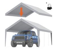 VEVOR Tela de Repuesto para Toldo de Cochera 6,1x3,94 m Lona de Garaje para Pared Lateral Impermeable con Protección UV Elásticos de Bola Fácil Instalación, Gris (Parte Superior y Marco No Incluidos)