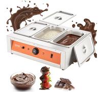 VEVOR Temperador de Chocolate Comercial 1500 W Baño María Eléctrico 3 x 3,3 L Fundidor de Chocolate Temperatura Ajustable 30-85 °C Acero Inoxidable Alimentos para Calentar Mantequilla Crema Leche