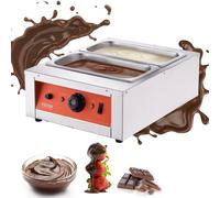 VEVOR Temperador de Chocolate Comercial 1500 W Baño María Eléctrico para Chocolate 2 Cubas de 3,3L Derretidor de Chocolate Ajustable Temperatura 30-85 °C Acero Inoxidable Alimentos para Calentar Crema