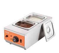 VEVOR Temperador de Chocolate Comercial 800W Baño María Eléctrico 2 x 1,5 L Fundidor de Chocolate Temperatura Ajustable 30-85°C Acero Inoxidable Grado Alimenticio para Calentar Mantequilla Crema Leche