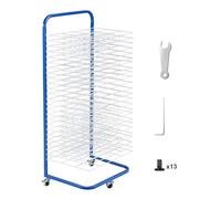 VEVOR Tendedero de Pintura 25 Estantes Extraíbles 432 x 330 x 1000 mm Rejilla para Secar Pintura de Acero al Carbono con Ruedas Bloqueables para Obras de Arte en Aulas, Estudios de Arte, Azul y Blanco