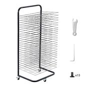 VEVOR Tendedero de Pintura 25 Estantes Extraíbles 432 x 330 x 1000 mm Rejilla para Secar Pintura de Acero al Carbono con Ruedas Bloqueables para Obras de Arte en Aulas, Estudios de Arte, Negro