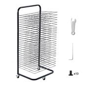 VEVOR Tendedero de Pintura 25 Estantes Extraíbles 432 x 330 x 1000 mm Rejilla para Secar Pintura de Acero al Carbono con Ruedas Bloqueables para Obras de Arte en Aulas, Estudios de Arte, Negro