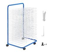VEVOR Tendedero de Pintura 25 Estantes Extraíbles 584 x 400 mm Rejilla para Secar Pintura de Acero al Carbono con 4 Ruedas Bloqueables para Obras de Arte en Aulas, Estudios de Arte, Azul y Blanco