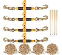 VEVOR Tensor de Cadena de Amarre Trinquete de Cadena 0,8-0,9 cm 4 Piezas Carga de 3220 kg Carpeta de Carga con Trinquete Mango Antideslizante para Asegurar Cargas, Transporte, Remolques de Camión