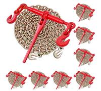 VEVOR Tensor de Trinquete con Cadenas G80 de 10 mm x 3 m, Kit de Cadenas y Tensores 8 Piezas Tensores de Cadena de Amarre Carga de Trabajo de 4173 kg para Transporte, Remolque, Rala y Elevación