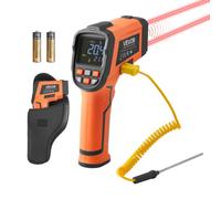 VEVOR Termómetro Infrarrojo con Sonda Tipo K, Modo Dual -30 a 1600 °C, Pistola Termómetro Láser Digital 50:1 con Emisividad de 0,10 a 1,0 para Cocina Industria Automoción (No Apto para Uso Humano)