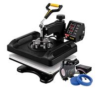 VEVOR termopressa 5 in 1 Macchina Digitale Intelligente per Pressa a Caldo 38 x 38 cm Potenza 1200 W 220 V 50 Hz Stampa Calda Nera