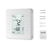 VEVOR Termostato Programable de 7 Días para Bomba de Calor, Aire Acondicionado y Suelo Radiante, Pantalla LED Retroiluminada, Amplio Rango de Temperatura de 5 a 37 °C, Blanco, 163 x 160 x 48 mm