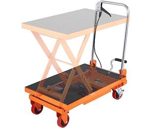 VEVOR TF15 - Carrito de mesa de elevación hidráulica, capacidad de 330 libras, 28.5 pulgadas con 4 ruedas y almohadilla antideslizante, para manejo y transporte de materiales, color naranja
