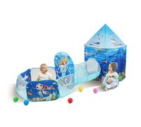 VEVOR Tienda de campaña 3 en 1 para niños, aro de Baloncesto, casa de Juegos emergente para Interior/Exterior, Bolsa de Transporte, Correas de Ajuste, Regalos para niños, niñas, bebés, Azul