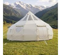 VEVOR Tienda de Campaña, Carpa de Polialgodón, Tela Transpirable, con Salida de Humos para la Estufa Cubierta de Lluvia, Capacidad de hasta 12 Personas, para Runiones Festival Camping Glamping, Beige
