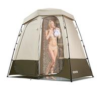 VEVOR Tienda de Campaña con Ducha y Baño, con Mampara de Privacidad y Cambiador, con Piquetas, Cuerdas, Bolsa de Transporte y Barra Transversal, para Camping, Playa, Caqui, 2500 x 1220 x 2180 mm