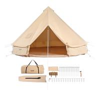 VEVOR Tienda de Campana de Lona de 7m, Carpa de Yurta para 4 Estaciones Tienda de Campaña Familiar con Agujero para Estufa de Leña y Bolsas de Almacenamiento para Glamping de hasta 12 Personas, Fiesta