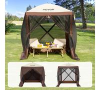 VEVOR Tienda de campaña desplegable para cenador, tienda de campaña con pantalla emergente, refugio solar con dosel de 4 lados con 4 paños de viento de privacidad extraíbles y ventanas de malla, tiend