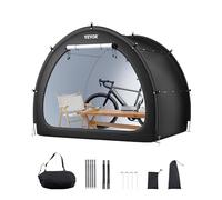 VEVOR Tienda de Campaña para Bicicletas, Tienda Impermeable en Forma de Abanico 219x155x173 cm con Ventana Ventilada, Fibra de Vidrio de Alta Resistencia y Cremalleras Dobles para 4 o 5 Bicicletas