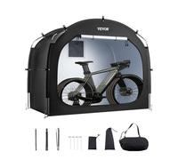 VEVOR Tienda de Campaña para Guardar Bicicletas, Tienda Impermeable 2260 x 1510 x 1970 mm para 4 o 5 Bicicletas con Ventana Ventilada, Fibra de Vidrio de Alta Resistencia y Cremalleras Dobles, Negro