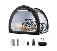 VEVOR Tienda de Campaña para Guardar Bicicletas, Tienda Impermeable en Forma de Abanico 203x122x169 cm con Ventana Ventilada, Fibra de Vidrio de Alta Resistencia y Puerta Doble para 4 o 5 Bicicletas