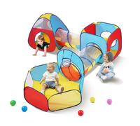VEVOR Tienda de campaña para niños, aro de baloncesto, casa de juegos emergente, bolsa de transporte para interiores y exteriores, correas de ajuste, regalos para niños pequeños, rojo/amarillo/azul