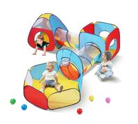 VEVOR Tienda de Campaña para Niños, Aro de Baloncesto, Casa de Juegos Emergente, Bolsa de Transporte para Interiores y Exteriores, Correas de Ajuste, Regalos para Niños Pequeños, Rojo/Amarillo/Azul